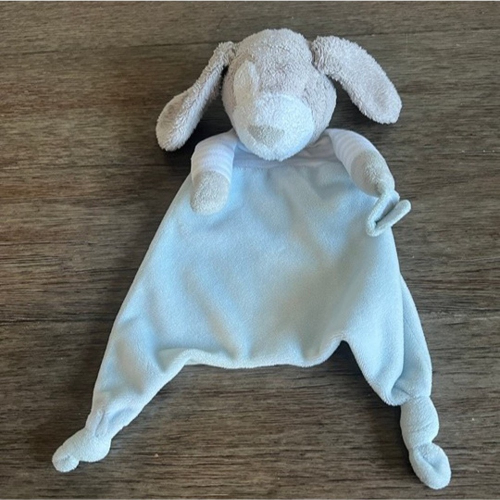 Mud Pie Blue Puppy Dog Knotted Lovey Plush Security Blanket Baby Soother Toy